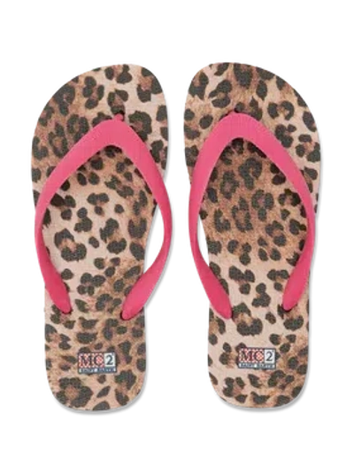 Mc2 Saint Barth Kids Flip Flop Sand Leopard In Animal Print