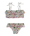 Mc2 Saint Barth Kids Melie Bikini With Ruched Print In Multi