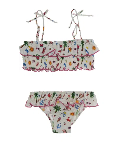 MC2 SAINT BARTH MC2 SAINT BARTH KIDS MELIE BIKINI WITH RUCHED PRINT