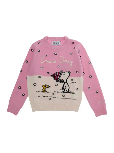 Mc2 Saint Barth Kids Mini Princess C Crewneck Sweater In Cashmere-wool Blend For Baby Girl In Pink