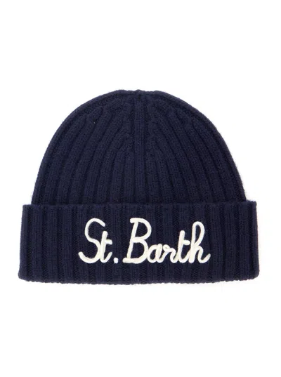 Mc2 Saint Barth Kids Mini Wengen Jr Knit Hat In Acrylic For Baby Boy In Blu