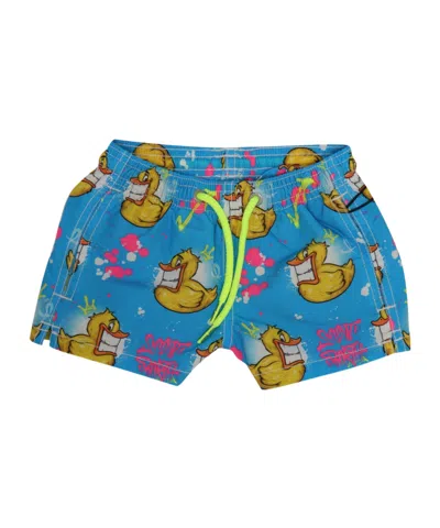 Mc2 Saint Barth Kids Pattern-printed Drawstring Swim Shorts In Blue