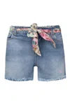 Mc2 Saint Barth Kiko Denim Jondal Patch Girls Shorts In Blue