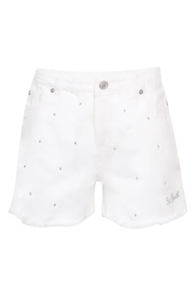 Mc2 Saint Barth Kids' Kiko Denim Shorts Girls In White