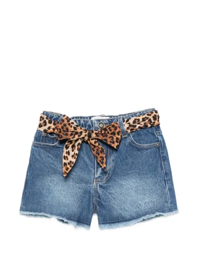 Mc2 Saint Barth Kids' Kiko Frayed-hem Shorts In Blue