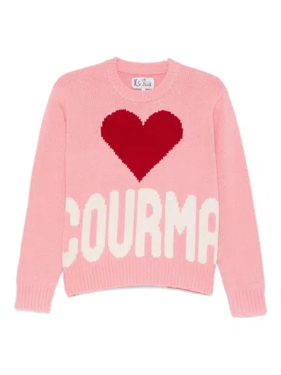 Mc2 Saint Barth Kila Courma Heart Knit Sweater In Pink