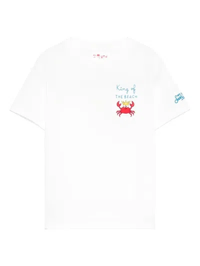 Mc2 Saint Barth Kids' King Of The Beach T-shirt In White