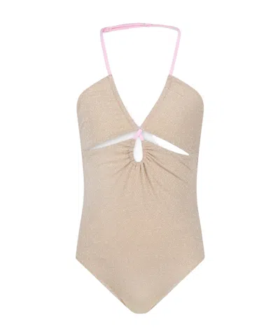 Mc2 Saint Barth Kinsley Lurex-detail Swimsuit In Nude