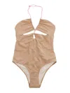 Mc2 Saint Barth Kinsley Lurex-detail Swimsuit In Bronze