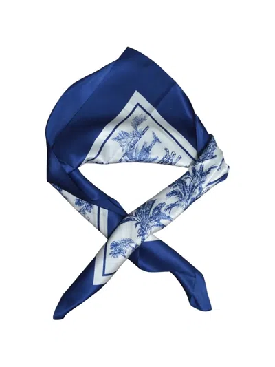 Mc2 Saint Barth Kitana Print Square Scarf In Blue