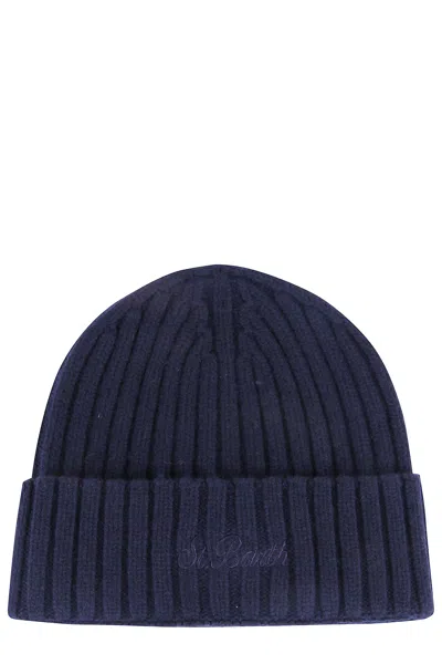 Mc2 Saint Barth Ribbed Beanie Hat In Black
