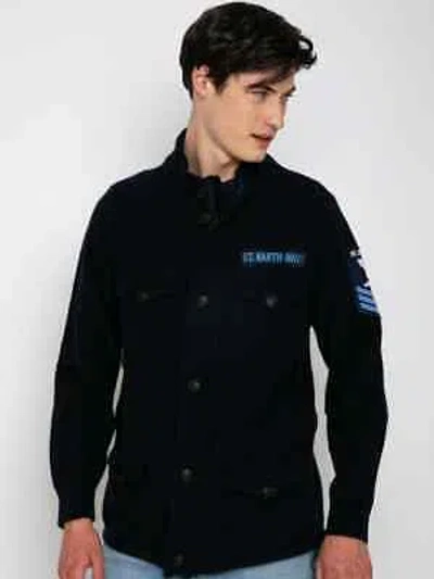 Pre-owned Mc2 Saint Barth Knitted Field Jacket With Patch In Blue
