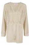 Mc2 Saint Barth Crochet Knitted Kaftan With V-neckline
