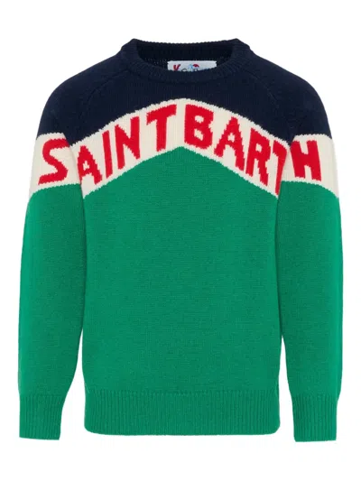 Mc2 Saint Barth Kids' Knitted Longsleeve Sweater In Green