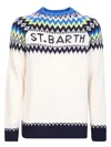 Mc2 Saint Barth White Jacquard Sweater With Fair Isle Pattern In White