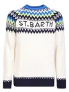 Mc2 Saint Barth White Jacquard Sweater With Fair Isle Pattern In White