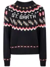 Mc2 Saint Barth Intarsia-knit Sweater In Brown