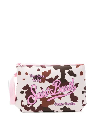 Mc2 Saint Barth L Aline Animal-print Clutch Bag In Purple