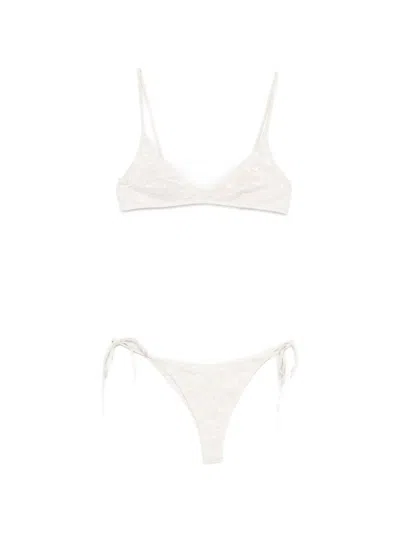 Mc2 Saint Barth Lace-overlay Side-tie Bikini In White