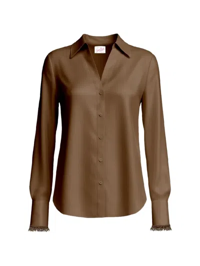 Mc2 Saint Barth Lace-trim Buttoned Shirt In Brown