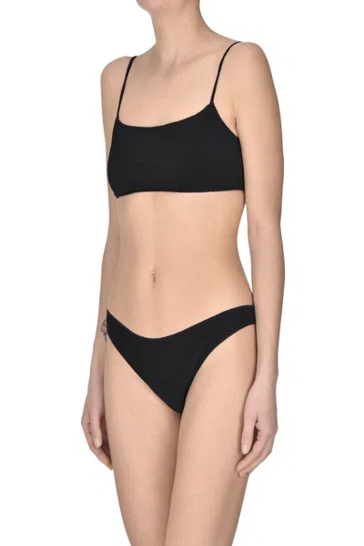 Mc2 Saint Barth Lamè Fabric Bikini In Black