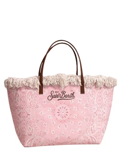 Mc2 Saint Barth Large Tote Bag With Delicate Paisley Pattern In Pink