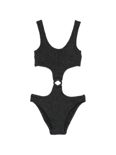 Mc2 Saint Barth Kids' Laurel Cutout Ring Swimsuit In Black
