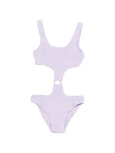 Mc2 Saint Barth Kids' Laurel Ring-detail Swimsuit In Purple