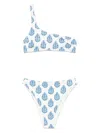 Mc2 Saint Barth Leaf-print Bikini Set In White