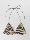 Mc2 Saint Barth Zebra-print Triangle Bikini Top In Gray