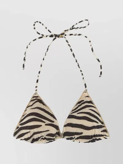 Mc2 Saint Barth Zebra-print Triangle Bikini Top In Gray