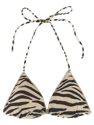 Mc2 Saint Barth Zebra-print Triangle Bikini Top In Gray