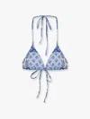 Mc2 Saint Barth Leah Nylon Bikini Top With Radical Patch Print In Blue