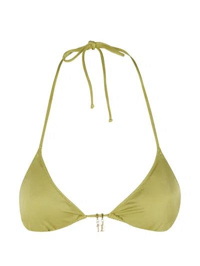 Mc2 Saint Barth Leah Charm-detail Bikini Top In Green