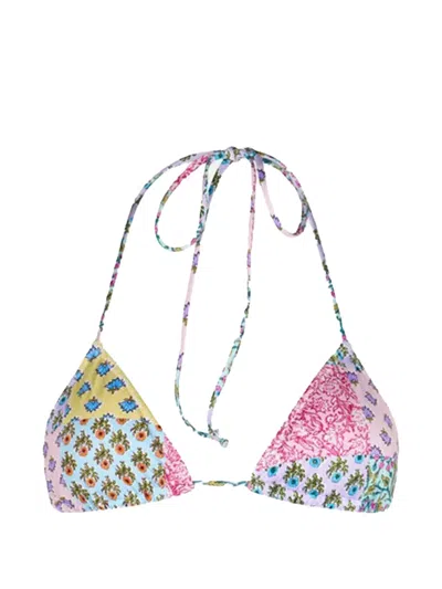 Mc2 Saint Barth Leah Floral-print Triangle Bikini Top In Multi