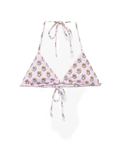 Mc2 Saint Barth Leah Floral-print Triangle Bikini Top In Pink