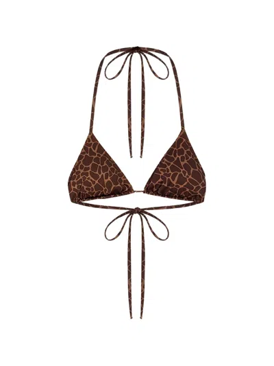 Mc2 Saint Barth Leah Giraffe-print Padded Bikini Top In Brown
