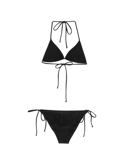 Mc2 Saint Barth Kids' Leah Glitter-effect Bikini In Black