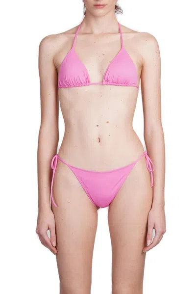 Mc2 Saint Barth Leah Halterneck Triangle Bikini Top In Pink