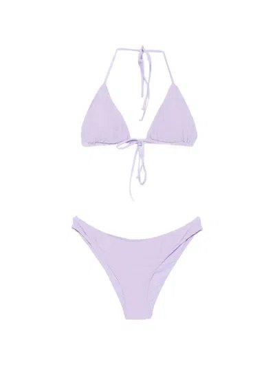 Mc2 Saint Barth Leah Houndstooth-pattern Bikini In Purple