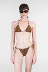 Mc2 Saint Barth Leah Overlock Beachwear In Animalier Polyamide In Brown