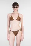 Mc2 Saint Barth Leah Overlock Beachwear In Animalier Polyamide In Brown