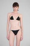Mc2 Saint Barth Leah String Beachwear In Black Viscose In Black