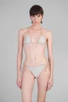 Mc2 Saint Barth Leah String Beachwear In Silver Viscose In Gray