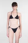 Mc2 Saint Barth Leah String Beachwear In Black Polyamide In Black
