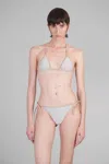 Mc2 Saint Barth Leah String Beachwear In Silver Viscose In Gray