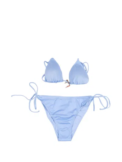 Mc2 Saint Barth Leah Teen Charm-embellished Triangle Bikini In Blue