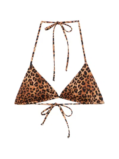 Mc2 Saint Barth Leah Leopard-pattern Triangle Bikini Top In Animal Print