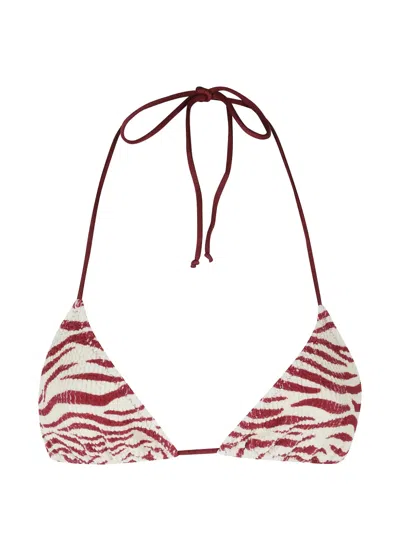 Mc2 Saint Barth Leah Zebra-print Crinkle Bikini Top In Neutral