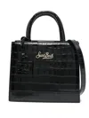Mc2 Saint Barth Crocodile Texture Shoulder Bag Top Handle In Black